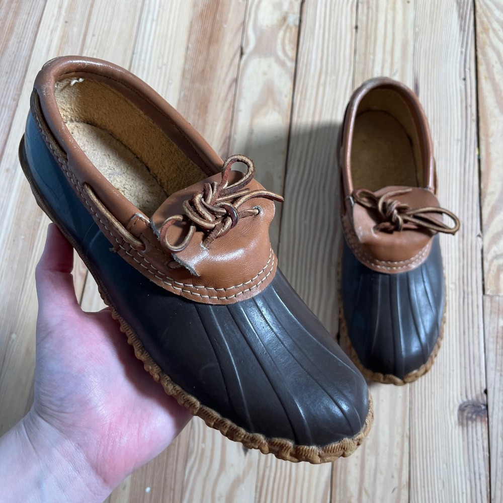Sorel Duck Shoes Womens 8 Brown Leather Rubber Waterproof Moccasin Rain Boots